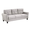 thumbnail image 3 of 3 Seater Sofa Couch, Linen Fabric Sofa w/ Thick Cushion and Deep Seat, Mid-Century Modern Upholstered Accent Arm Sofa for Living Room, Bedroom, Office, Apartment, Small Space, Light Grey, 3 of 7
