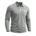 thumbnail image 4 of Men's Polo Shirts Zip Long Sleeve Classic T-Shirts Casual Golf Shirts Stylish Collared Tee, 3XL, 4 of 7