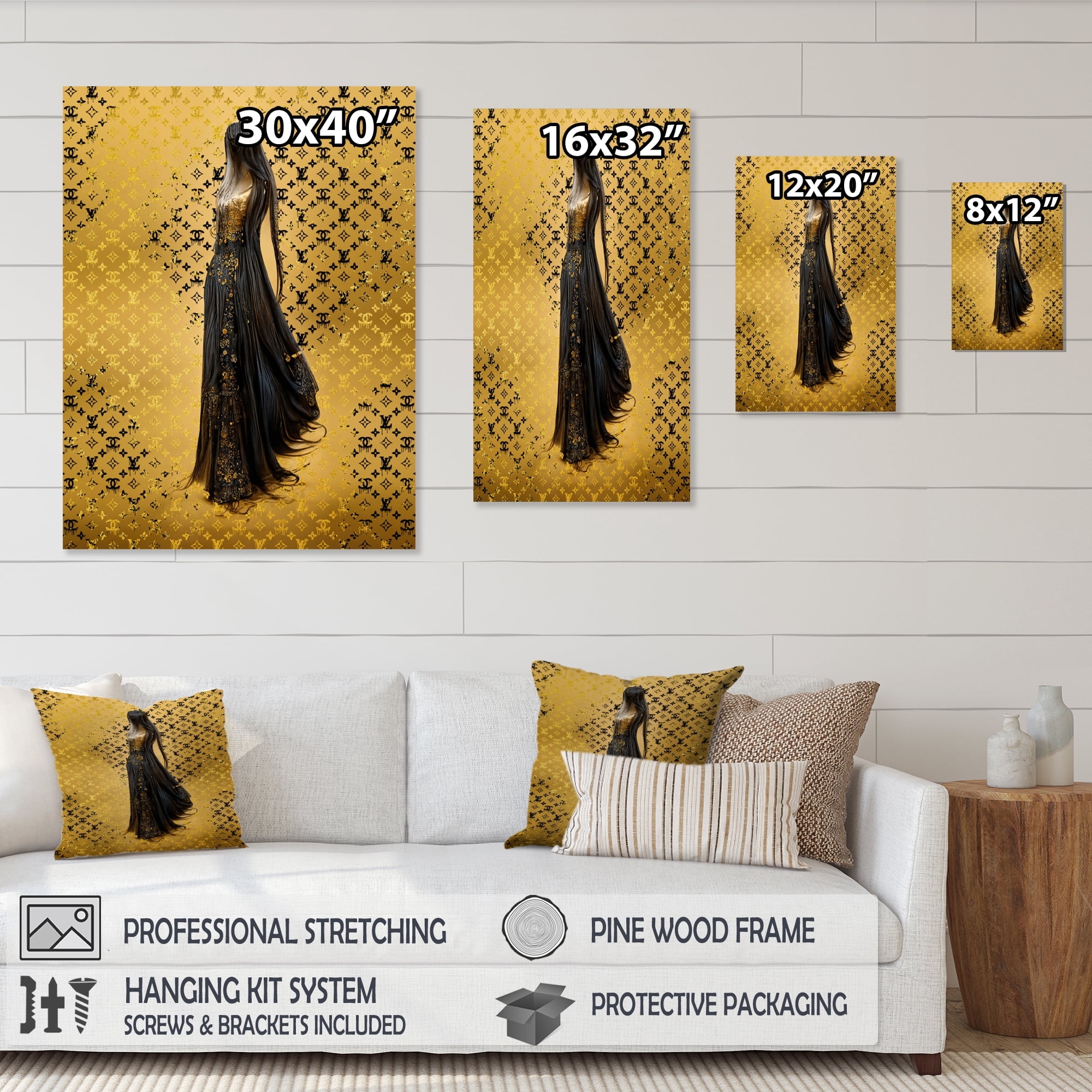 Designart Chic Black Dress Canvas Wall Art