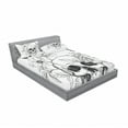 thumbnail image 3 of Day of the Dead Bedding Set with Sheet & Covers, Skull with Flower Blooms and Butterflies Vintage Gothic Design Print, Printed Bedroom Decor 2 Shams, 4 Sizes, Black and White, by Ambesonne, 3 of 3