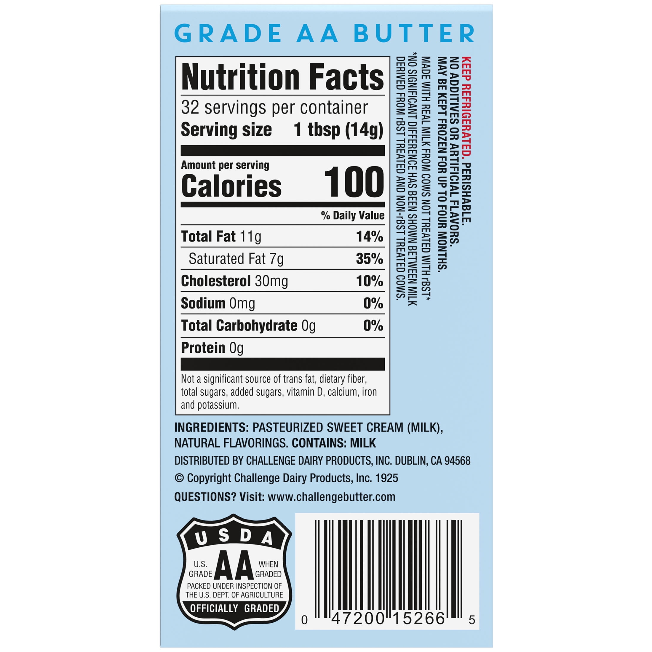 Challenge Butter, Unsalted Butter, 16 oz, 4 sticks