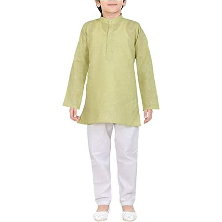 

Royal 100% Cotton Kurta Pyjama Set For Kids Green