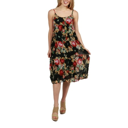 - 24Seven Comfort Apparel Faye Black Floral Print Dress