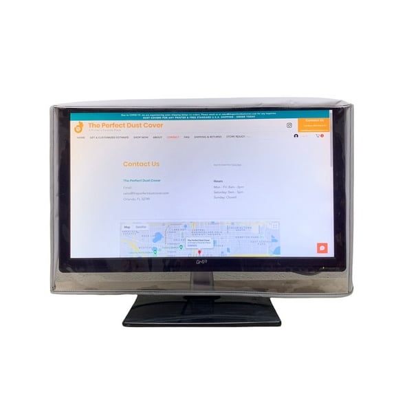 White VINYL Cover WITH CLEAR FRONT Compatible with 24-inch LED / LCD Monitors, Anti Static and Waterproof Monitor Cover Dimensions 23''W x 3''D x 16''H by Perfect Dust Cover LLC