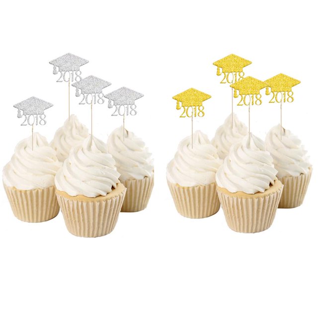Gorro de graduación 40 piezas Yotijar 2018 con púas para cupcakes