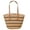 C, variant on Woven Straw Tote Bag with Leather Handles, Striped Pattern, 16.5 x 5.1 x 11 inches (A)