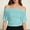 Blue Tops, variant on CUSTG Casual Shirts For Women Simple Solid Color Lady's Summer Off The Shoulder Short Sleeved T Shirt Cozy Tops