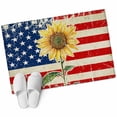 thumbnail image 2 of American Flag 2'x3' Washable Rug, Sunflower Vintage USA Flag Non-Slip Soft Doormat Area Rugs for Entrance Bathroom Bedsides, StainResistant Carpet for Kitchen Bedroom, Entryway Floor Mat, 2 of 9