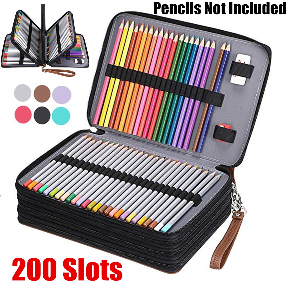 120 Slot Colored Pencil Comestic Rose RedPU Leather Holder Wrap Case Stationery