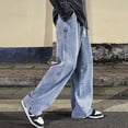 thumbnail image 6 of Baggy Sweatpant Jeans for Men Drawstring Elastic Waist Wide Leg Denim Pants Skate Carpenter Jeans Streetwear for Daily Wear, 6 of 6