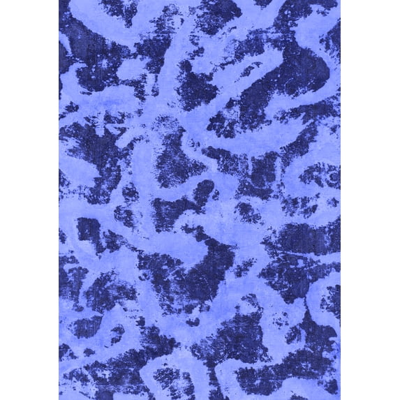 Ahgly Company Machine Washable Indoor Rectangle Abstract Blue Modern Area Rugs, 2' x 4'