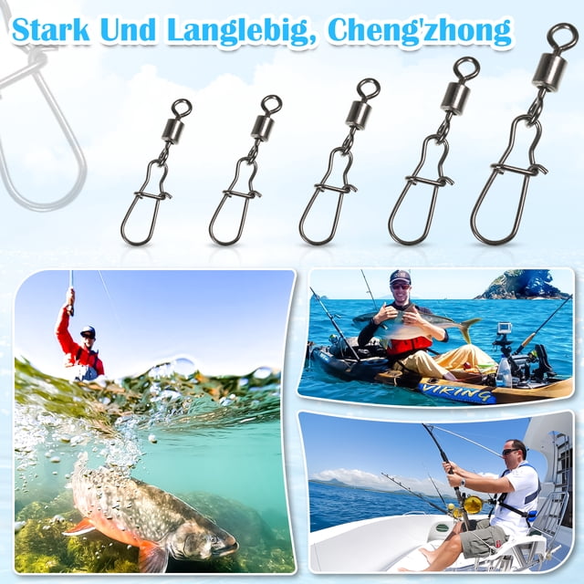 Naiovety 100 piezas de pivotes de pesca rodantes con mosquetón accesorio de pesca práctico y práctico Pescar