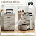 thumbnail image 4 of Vinsetto 3 Drawer File Cabinet with Lock and Wheels, Grey Wood Grain, 4 of 10