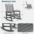 thumbnail image 3 of Bingirl Outdoor Rocking Chair HDPE Plastic Patio Rocker Chair for Porch Deck Lawn Garde Grey (Four straight back panels), 3 of 7