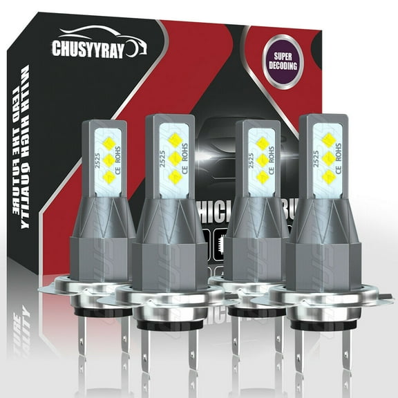 4Pcs H7 H7 Combo LED Headlight Kit Bulbs High Low Beam 6000K Super Bright White