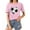 Pink, variant on Giftesty Blouses for Women Dressy Casual Women's Baseball Sport Printed T-shirt with Round Neck and Short Sleeved Top