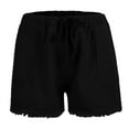thumbnail image 5 of LIIPEE Women Jean Shorts Elastic High Waisted Drawstring Tassels Denim Shorts With Pockets Female Versatile Hiking Travel Jogging Shorts,Black,L, 5 of 6