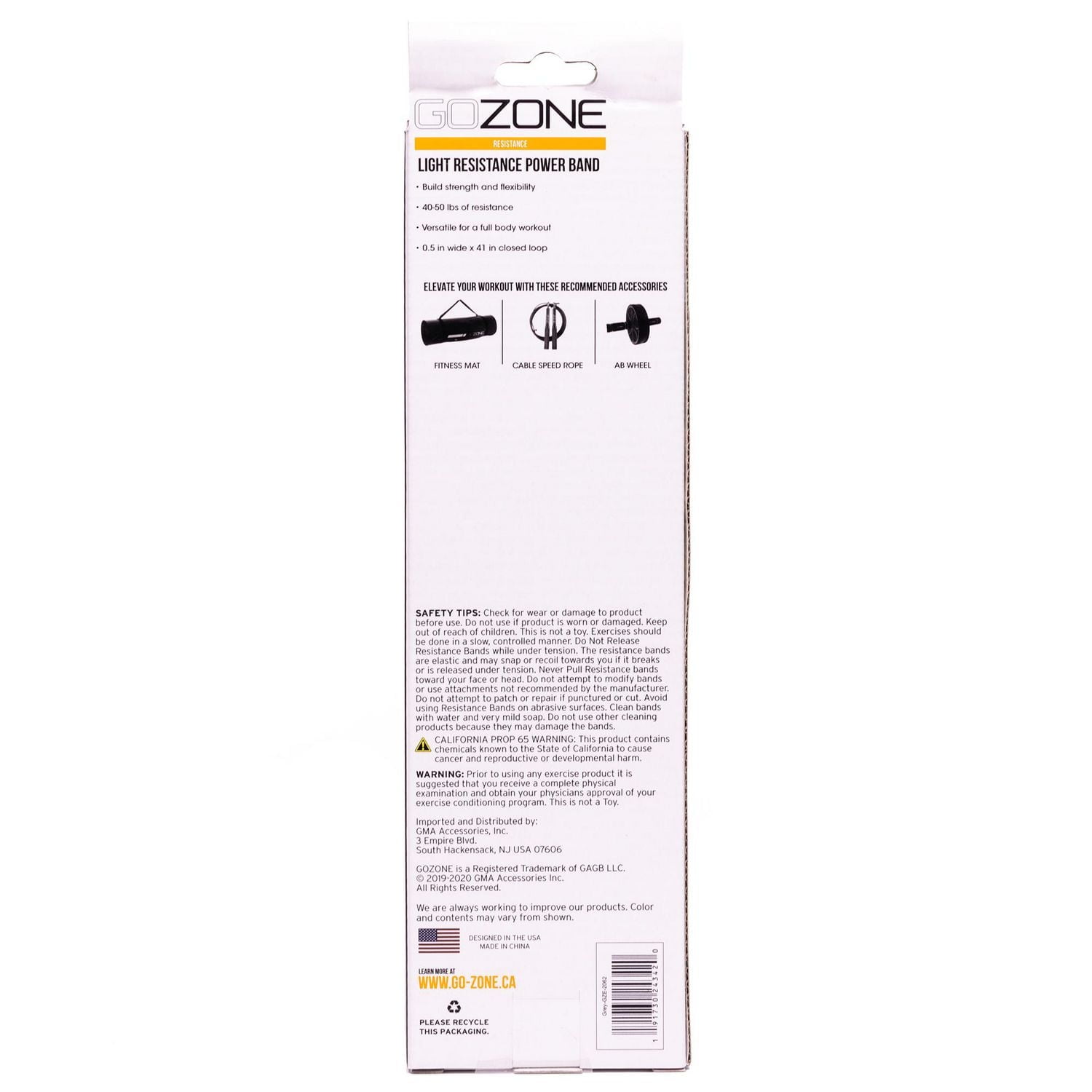 Bande élastique Gozone Conception légère et compacte