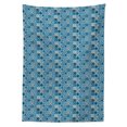thumbnail image 2 of Navy Blue Tablecloth, Grid Style Squares with Ornamental Floral and Geometric Arrangement Abstract, Rectangle Satin Table Cover Accent for Dining Room and Kitchen, 60" X 84", Multicolor, by Ambesonne, 2 of 2