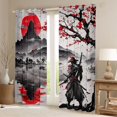 thumbnail image 2 of jejeloiu Japanese Samurai Black Out Curtains,Retro Ink Painting Curtains Pack of 2 (42x63 Each),Red Flower Floral Bedroom Curtains For Boys Kids,Microfiber Bedroom Decor, 2 of 6