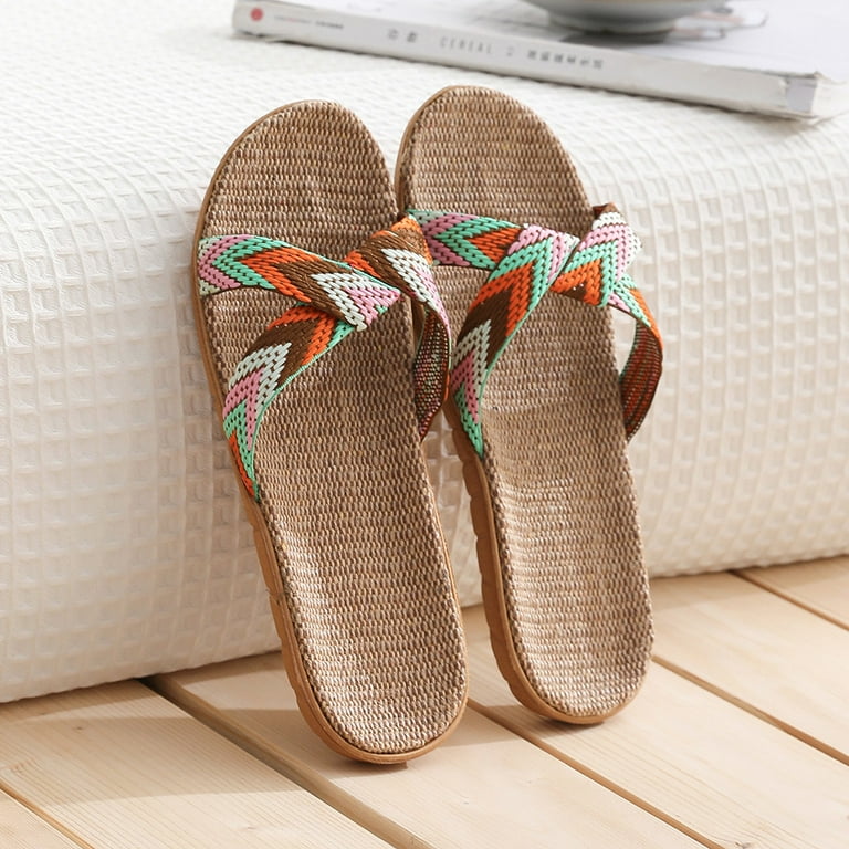 Wefuesd House Slippers For Women Ugg Slippers Womenugg Women S Fashion Casual Slip On Slides Indoor Home Slippers Beach Shoes Orange 37 38