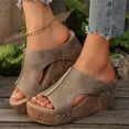 thumbnail image 2 of longantii Orthopedic Casual Sandals for Women Non Slip Slip on Arch Support Flat Wedge Sandals Breathable Sneakers 2026 New Beach Foam Shoes Beige, 2 of 4