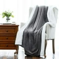 thumbnail image 2 of Anjee Microfiber Sherpa Fleece Bed Blanket King Size,Fuzzy Couch Throw Blanket,90x108 inches,Gray, 2 of 7