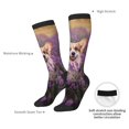 thumbnail image 5 of Picia Women Crew Soft Moisture-wicking Socks Dog in Lavender Flowers Pattern Design Cotton Socks, One Size fit All, 5 of 9