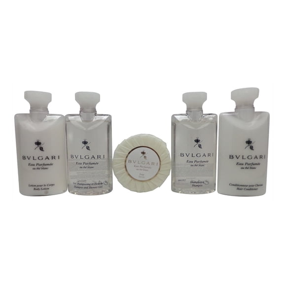 Bvlgari White Tea Travel Set Shampoo, Conditioner, Body Lotion, Shower Gel, Soap
