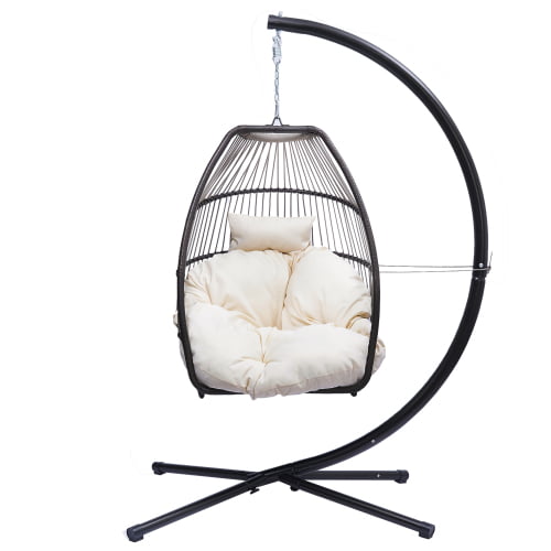 Rattan Swing Patio Garden Weave Hanging Egg Chair w/Cushion& Cover In or Outdoor 