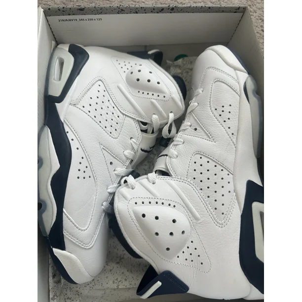 Men’s A i r-Jor-dan Retro 6 VI Midnight Navy White Size 10.5