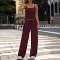 thumbnail image 4 of Miluxas 2 Piece Outfits for Women Sleeveless Cami Top and Wide Leg Sweatpants Soft Casualwear Set Wine, 4 of 6