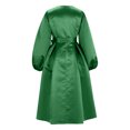 thumbnail image 4 of Women's Casual Church Dresses Satin Long Sleeve A Line Semi Formal Fit Belt Maxi Long Dresses with Pockets, 4 of 5