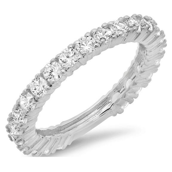 1.2 ctw Wedding Band for Women - 18K White Gold White Sapphire Stackable Eternity Ring