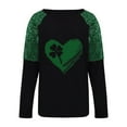 thumbnail image 4 of St Patricks Day Shirt Women Funny Patchwork Long Sleeve Top Shamrock Print Shirt Crew Neck Casual Shirts Cute Festival Outfits Green Tops for Women, 4 of 9