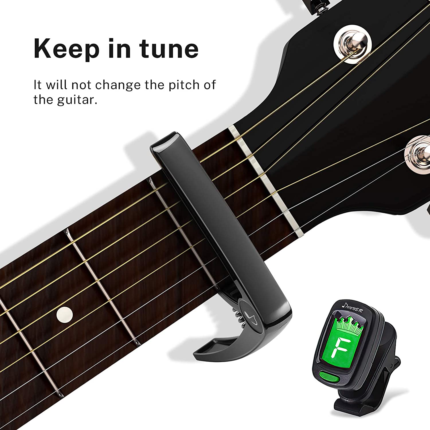 Donner DC-2 Guitar Capo Black with 4 Picks photo 5