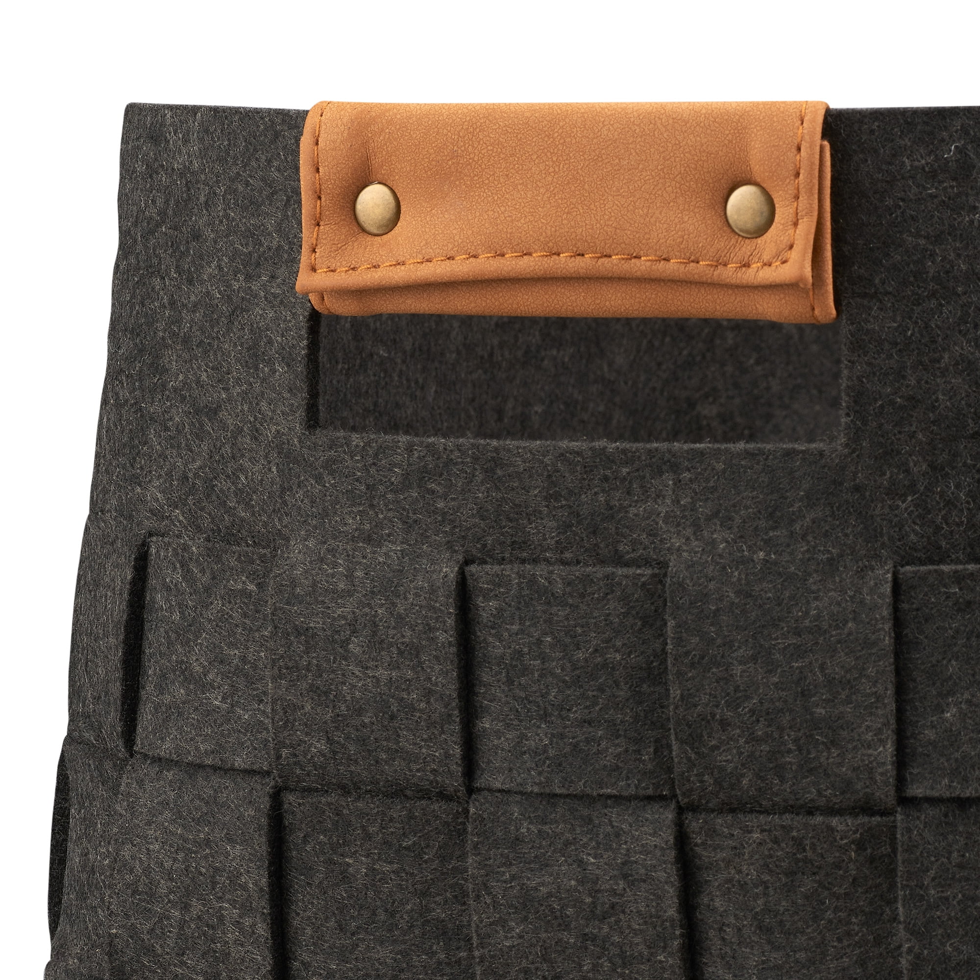 Mainstays Medium Woven Felt Basket, Dark Grey, Set of 2