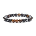 thumbnail image 2 of 25 pc Natural Wood & Tiger Eye & Hematite Round Beaded Stretch Bracelet Gemstone Jewelry for Women Inner Diameter: 2-3/8 inch(5.9cm), 2 of 4