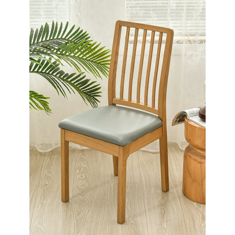 4Pcs Chair Seat Cover Waterproof Seat Slipcover PU Leather Chair Seat Cushion Protector Cover Removable Wedding Banquet Square Chair Cover for Dining