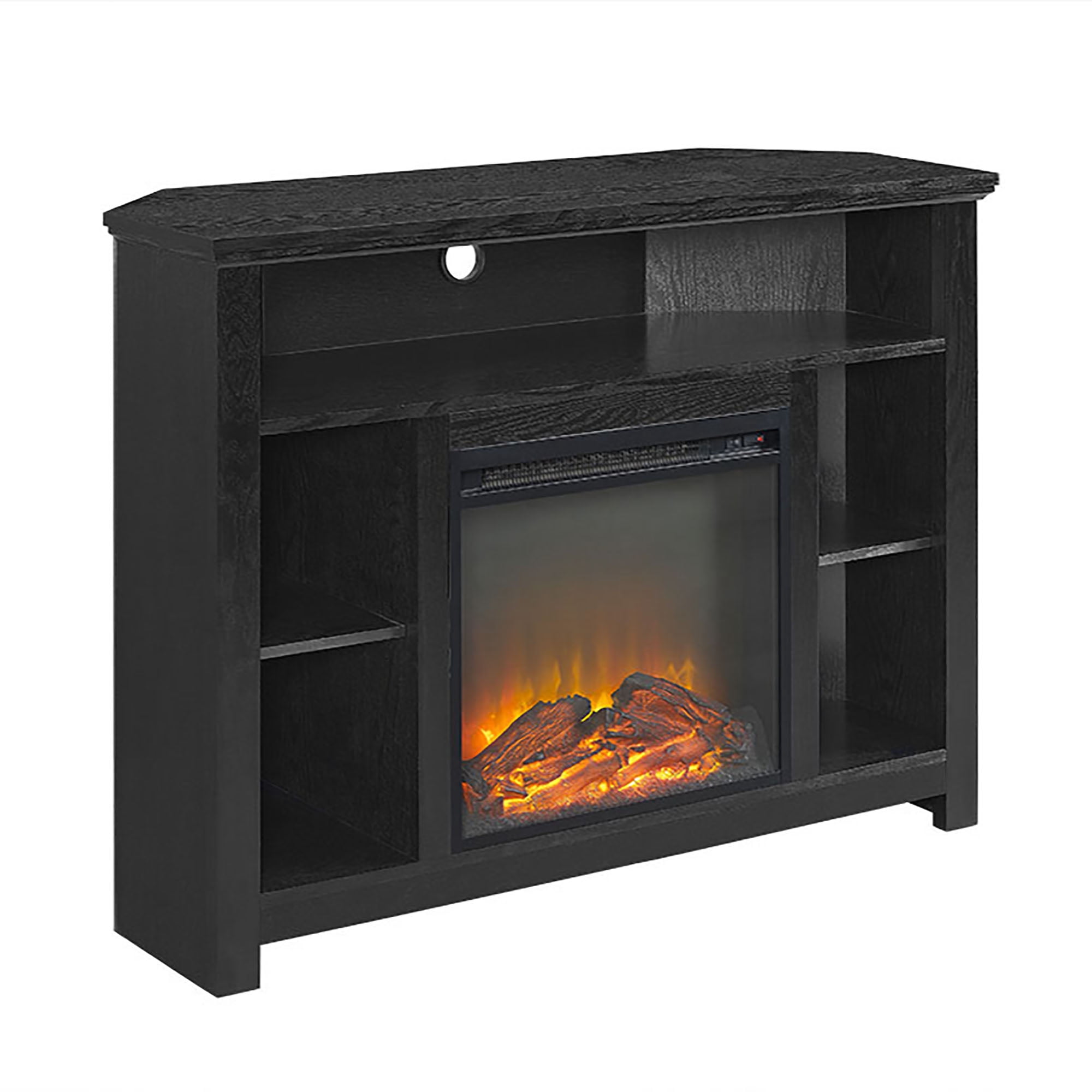 Walker Edison Tall Corner Fireplace TV Stand for TVs up to 50", Black