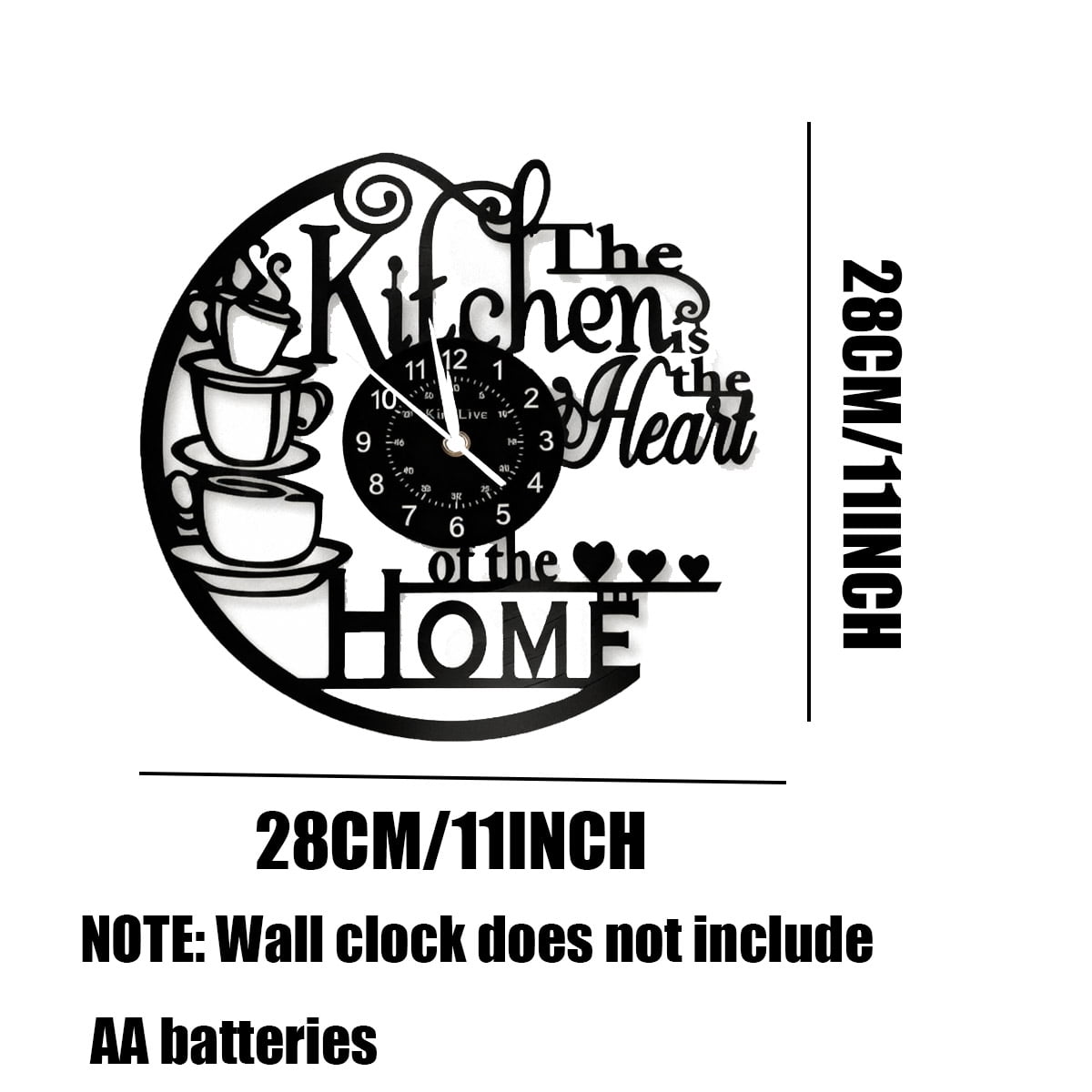 1 Piece Kitchen Theme Vinyl Record Wall Clock, Silent Wall Clock, Suitable for Living Ro