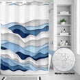 thumbnail image 2 of No Hook Shower Curtain, Blue White Ombre Shower Curtains for Bathroom with See Through Top Window, Modern Geometric Moire Abstract Art Waterproof & Washable Bath Curtain Stall 48"x72", 2 of 9