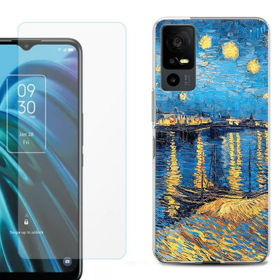 OneToughShield ® for TCL 40 XE 5G Shockproof Fashion Phone Case, with Tempered Glass Screen Protector - Starry Night Rhone