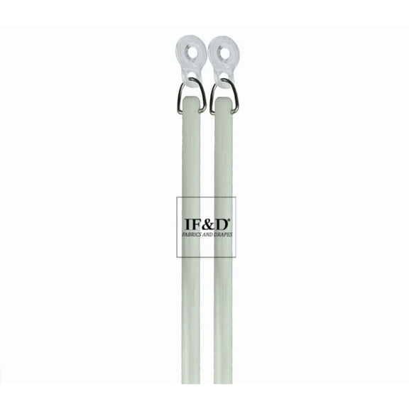 60" White 2 Pack Fiberglass Drapery Curtain Pull Wands with Plastic Adapters for Easy Open and Closing of Window Treatments - IF&D Fabrics and Drapes -WFPA-060-2
