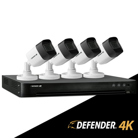 Defender Ultra HD 4K (8MP) DIY Wired Security System with 4 Weather Resistant, Night Vision Cameras, 1TB Hard Drive and Remote Mobile (Best 4k Security Camera System)