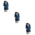 thumbnail image 2 of Transemion Stay Warm And Comfortable With Soft Fleece Button Bed Jacket Versatile Poncho Blanket For Women blue 3Set, 2 of 6