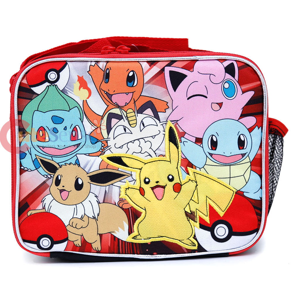 Licensed Pokemon School Lunch Bag Insulated Snack Bag Red Group Pikachu ...