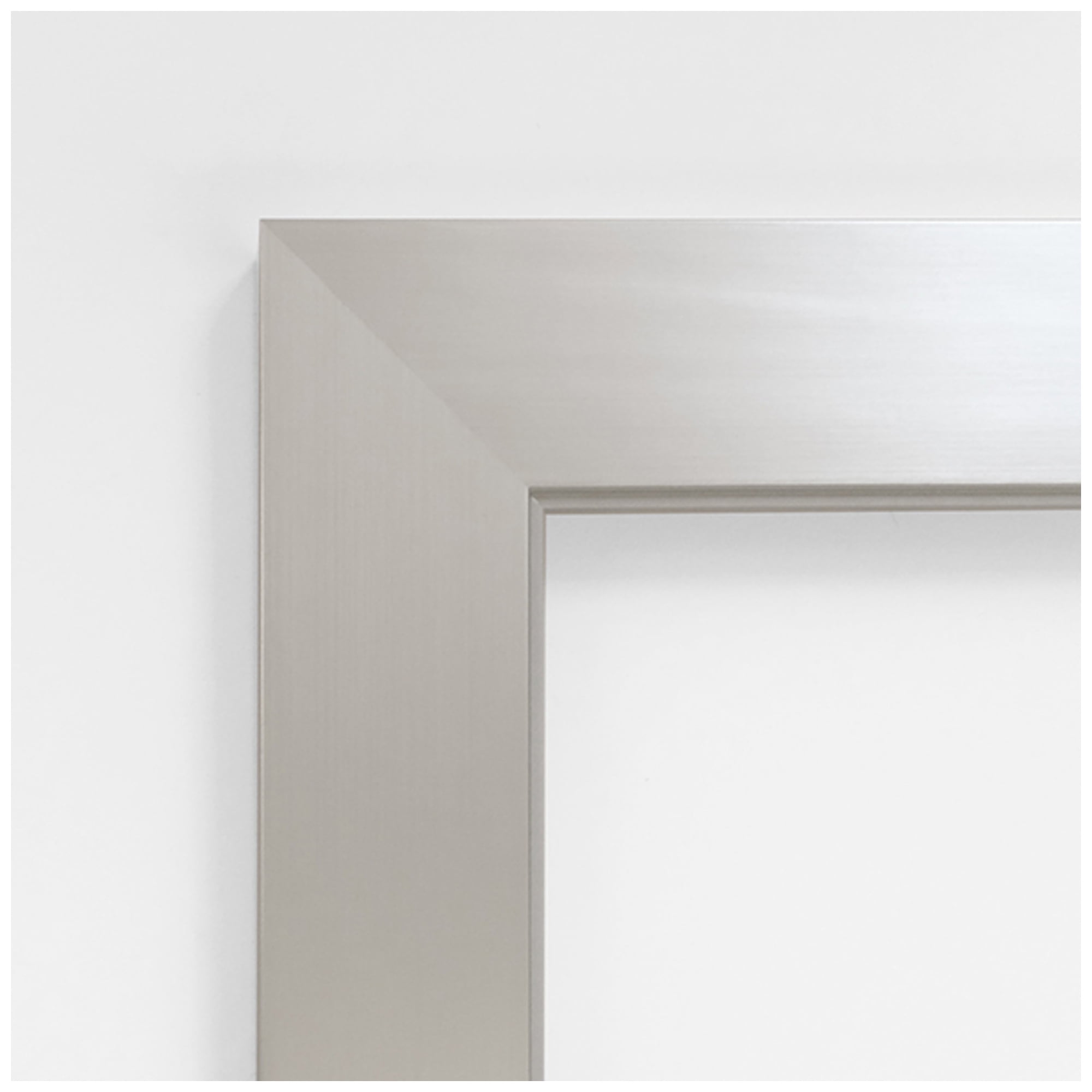Amanti Art Grey Cork Board Wood Framed Brushed Sterling Silver Bulletin Board 32 in. x 24 in.
