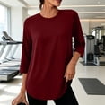 thumbnail image 2 of Hurxie Women Tops 3 Pack 3/4 Sleeve Crewneck Cute Basics Tees Casual Fashion Summer Spring T Shirts Business Work Tee Top Wine,M, 2 of 8