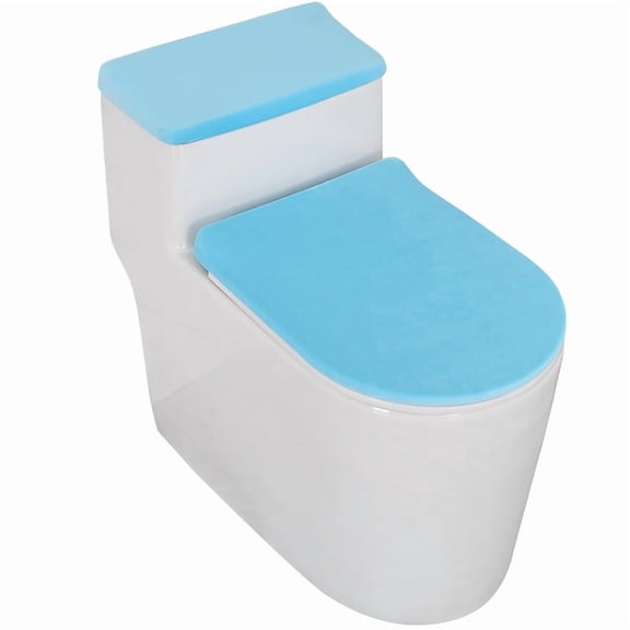 ERDOUY 2-Piece Stretch Fluffy Toilet Seat Cover Set, Universal One-Size Toilet Tank & Lid Covers, Soft Plush Bathroom Toilet Seat Accessories, Light Blue